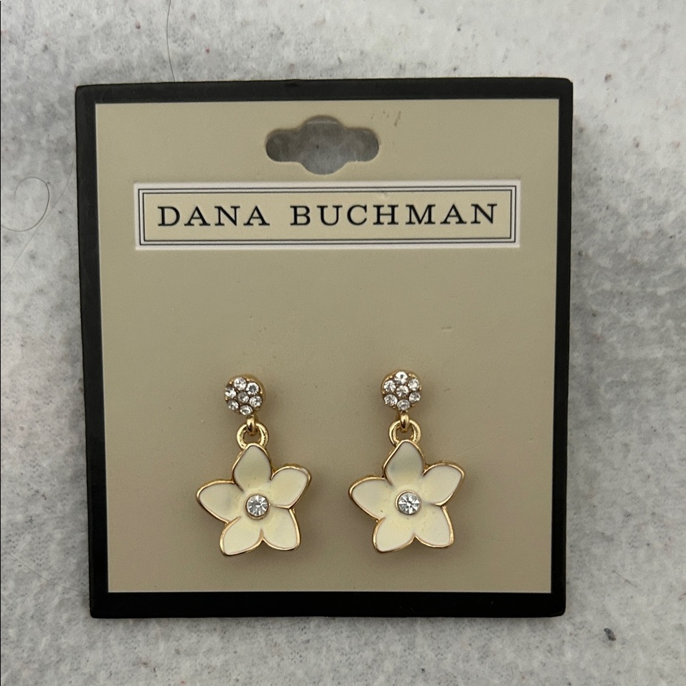 Dana Buchman Gold and Cream Floral Earrings